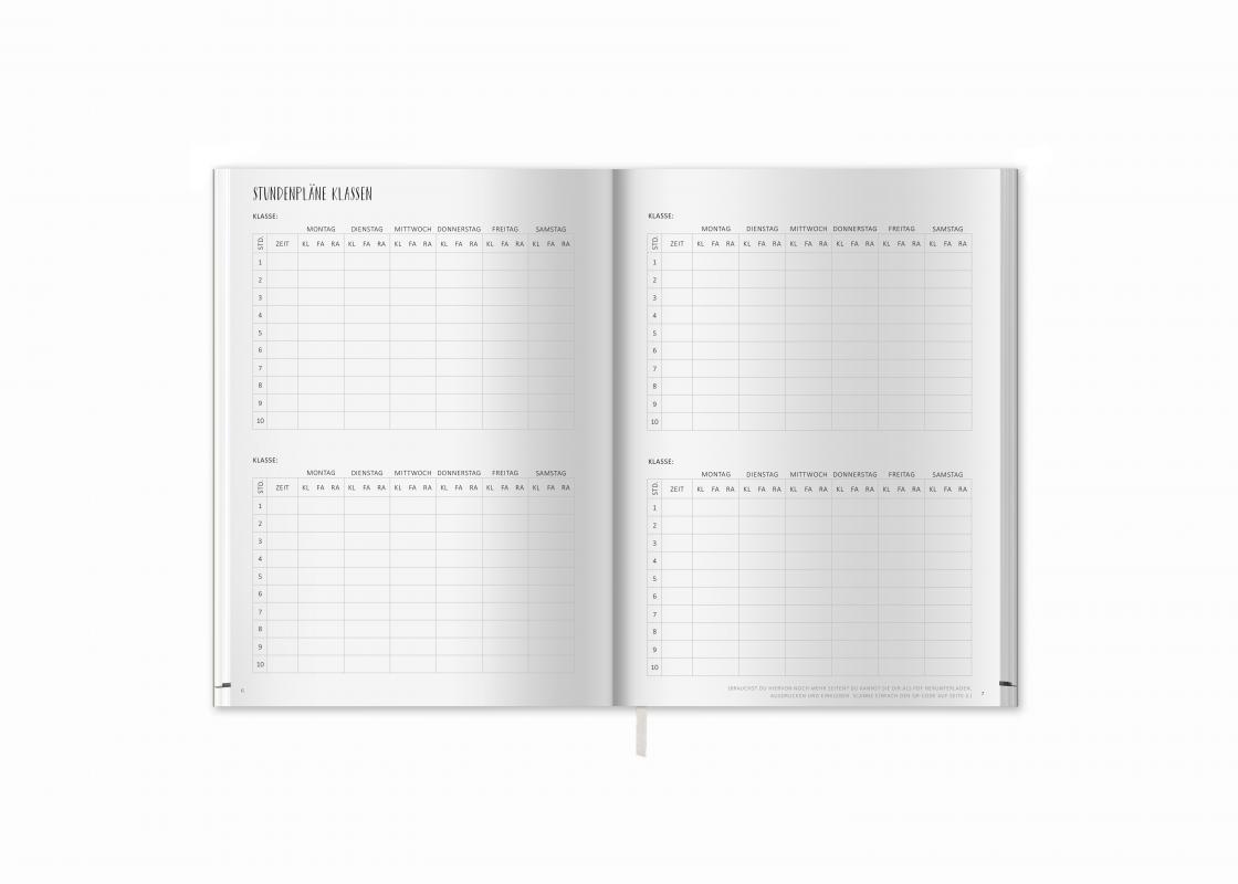 Terminkalender für Lehrerinnen & Lehrer, Schuljahr 2023 2024, mit Stundenplan, Klassenliste und Planungshelfer